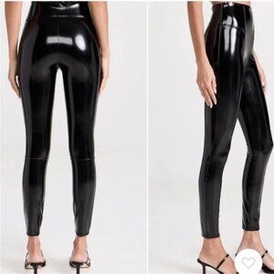 Spanx Faux Patent Leather Legging Black High-Shine Pants Size XS